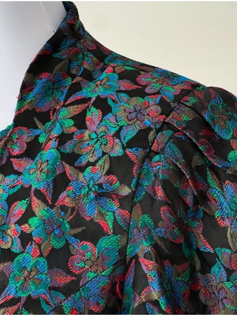 Vintage Suit Skirt Set Small Couture Jacket Set Jacquard 80s does 40s Peplum - Picture 16 of 17